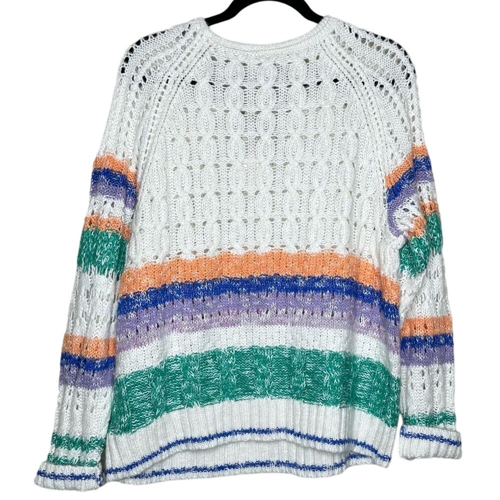 Sundance Catalog Waters Edge Striped Sweater Cable Knit Size Large NWT MSRP $138 - Picture 5 of 7